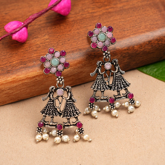 Bride-Groom Floral dangler earrings (Multicolored)
