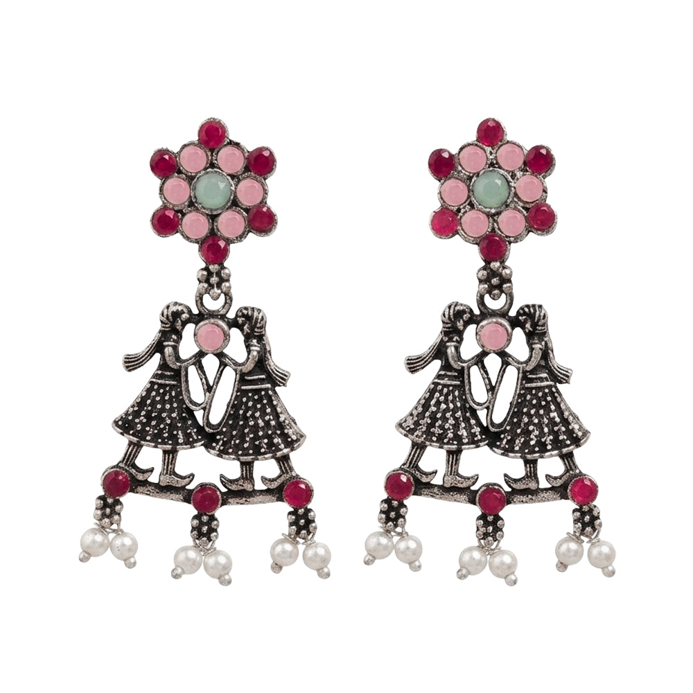 Bride-Groom Floral dangler earrings (Multicolored)