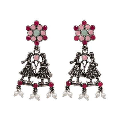 Bride-Groom Floral dangler earrings (Multicolored)