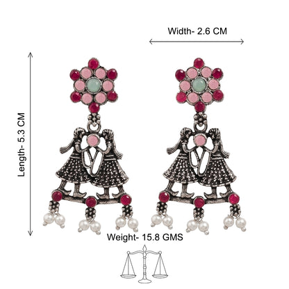 Bride-Groom Floral dangler earrings (Multicolored)