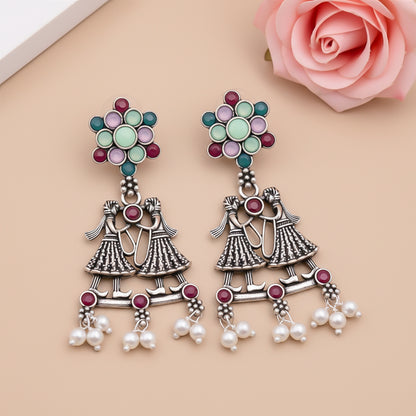 Bride-Groom Floral dangler earrings (Multicolored)
