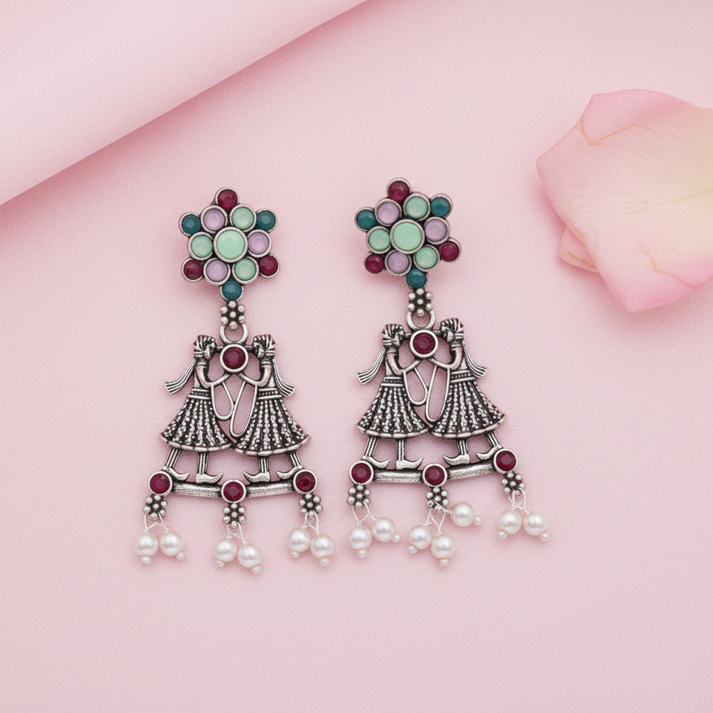 Bride-Groom Floral dangler earrings (Multicolored)