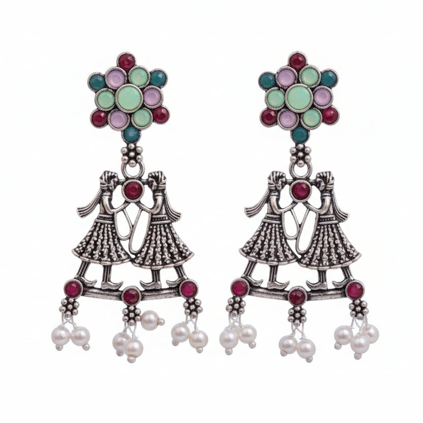 Bride-Groom Floral dangler earrings (Multicolored)