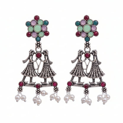 Bride-Groom Floral dangler earrings (Multicolored)