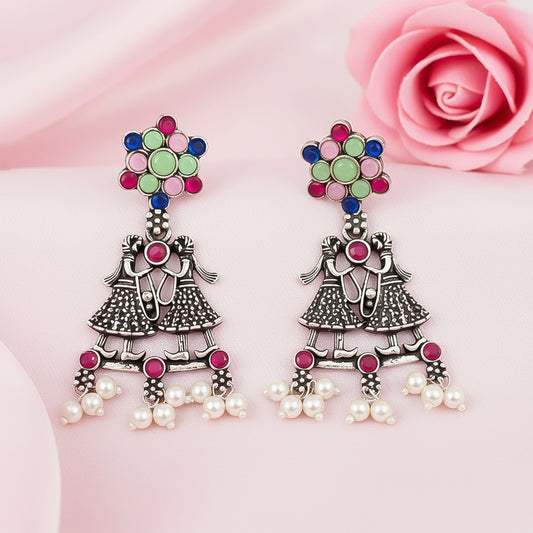 Bride-Groom Floral dangler earrings (Multicolored)
