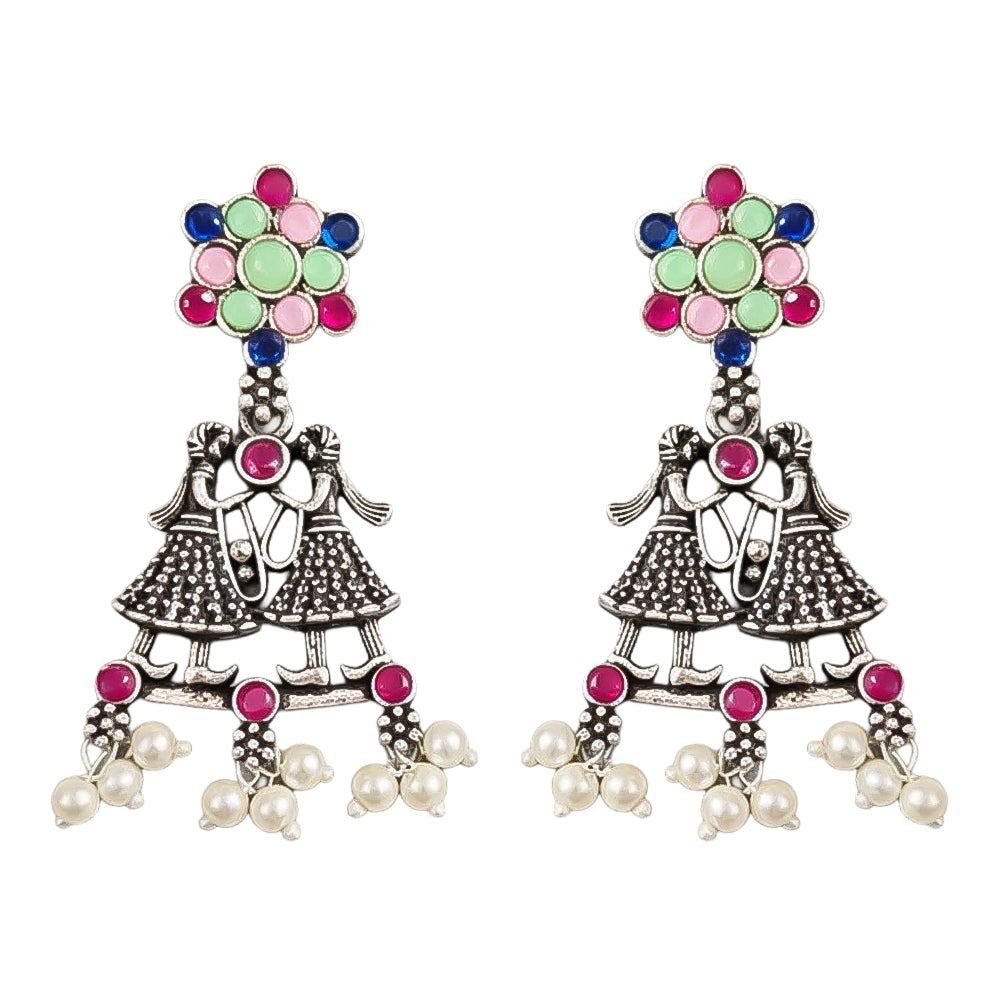 Bride-Groom Floral dangler earrings (Multicolored)