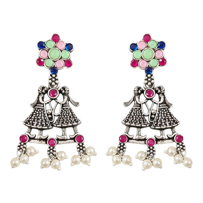 Bride-Groom Floral dangler earrings (Multicolored)