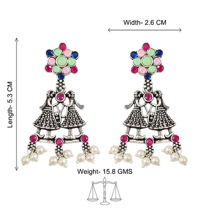 Bride-Groom Floral dangler earrings (Multicolored)