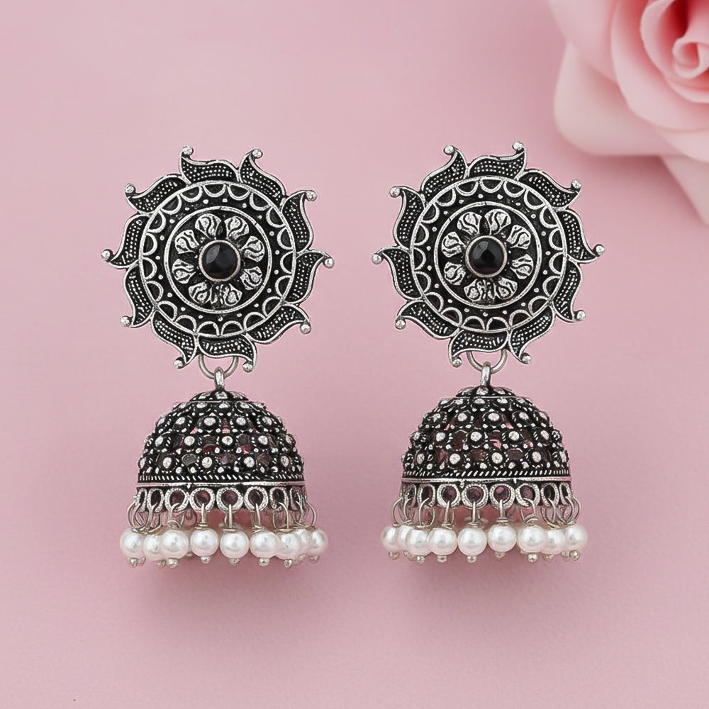 Sooraj radiance pearl jhumki earring (Black)