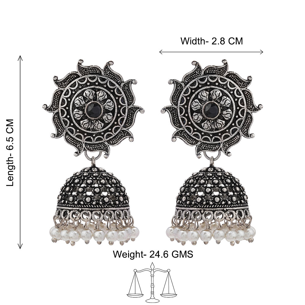 Sooraj radiance pearl jhumki earring (Black)
