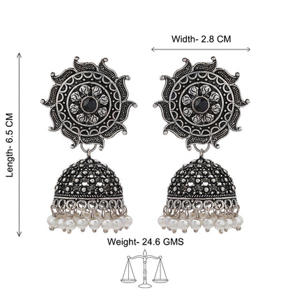 Sooraj radiance pearl jhumki earring (Black)