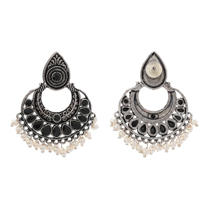 Charming Chaandbali pearl stud earrings (Black)