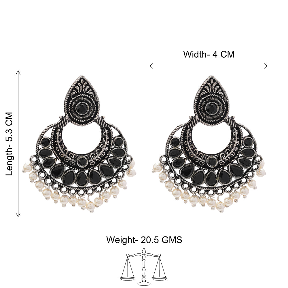 Charming Chaandbali pearl stud earrings (Black)