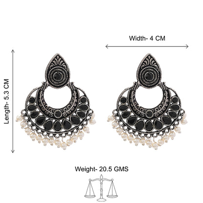 Charming Chaandbali pearl stud earrings (Black)