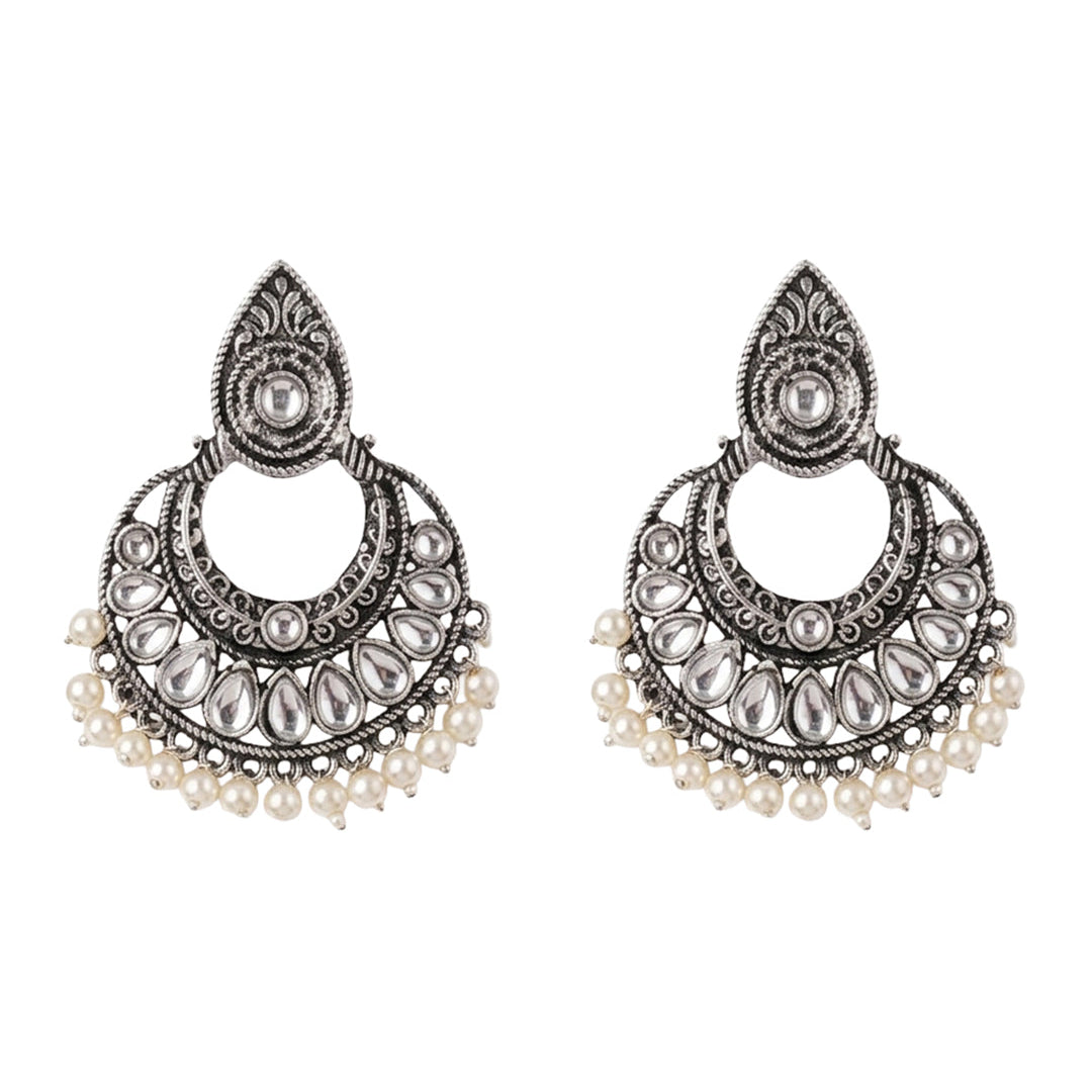Charming Chaandbali pearl stud earrings (White)