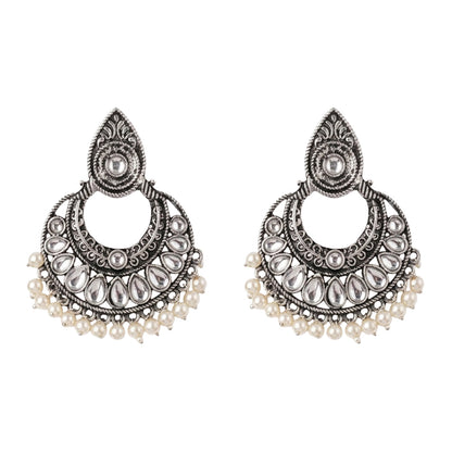 Charming Chaandbali pearl stud earrings (White)