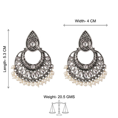Charming Chaandbali pearl stud earrings (White)