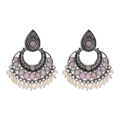 Charming Chaandbali pearl stud earrings (Baby Pink)