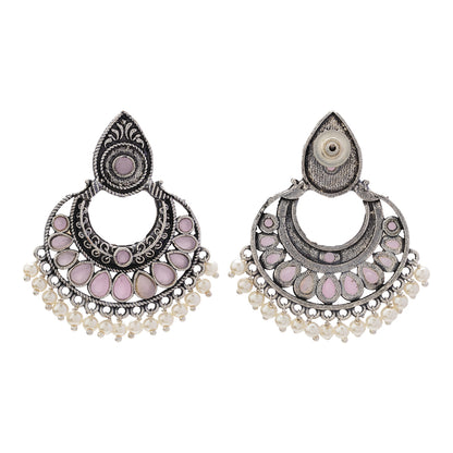 Charming Chaandbali pearl stud earrings (Baby Pink)