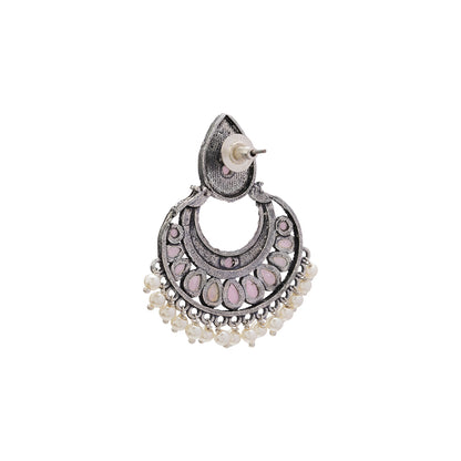 Charming Chaandbali pearl stud earrings (Baby Pink)