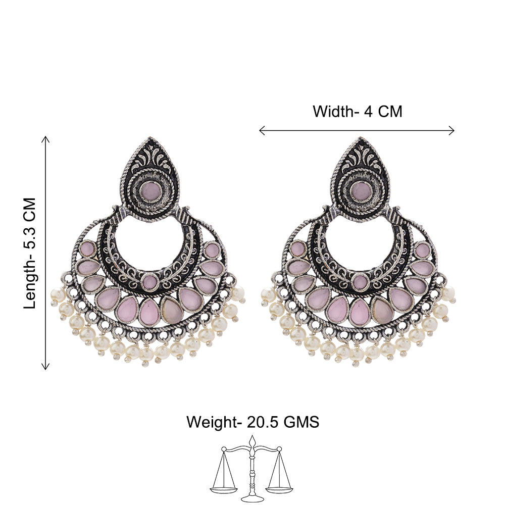 Charming Chaandbali pearl stud earrings (Baby Pink)