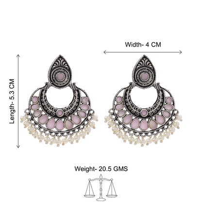 Charming Chaandbali pearl stud earrings (Baby Pink)