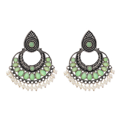 Charming Chaandbali pearl stud earrings (Pista)