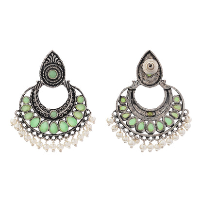Charming Chaandbali pearl stud earrings (Pista)