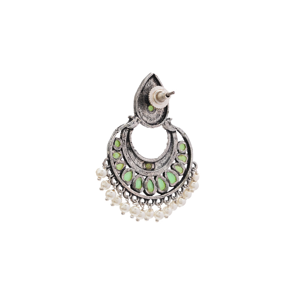 Charming Chaandbali pearl stud earrings (Pista)