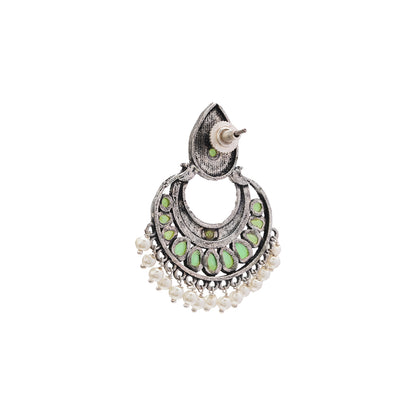 Charming Chaandbali pearl stud earrings (Pista)