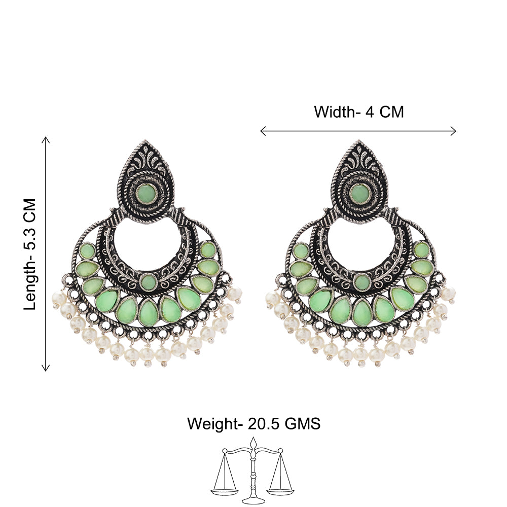 Charming Chaandbali pearl stud earrings (Pista)