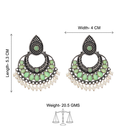 Charming Chaandbali pearl stud earrings (Pista)