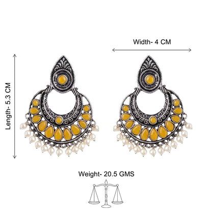 Charming Chaandbali pearl stud earrings (Yellow)