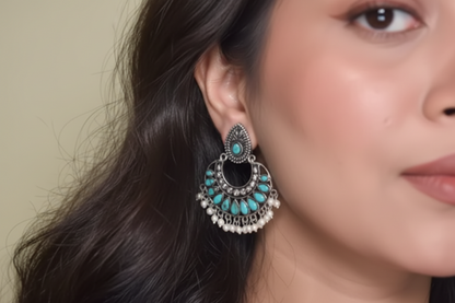 Charming Chaandbali pearl stud earrings (Mint)