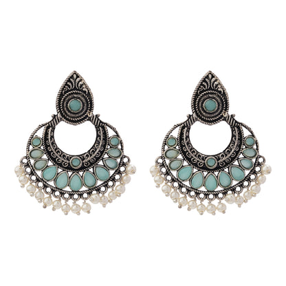 Charming Chaandbali pearl stud earrings (Mint)