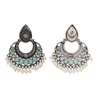Charming Chaandbali pearl stud earrings (Mint)