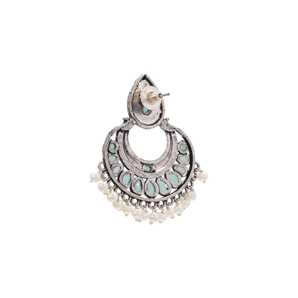Charming Chaandbali pearl stud earrings (Mint)