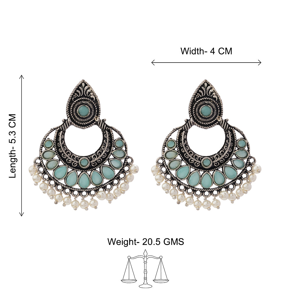 Charming Chaandbali pearl stud earrings (Mint)