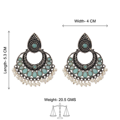 Charming Chaandbali pearl stud earrings (Mint)