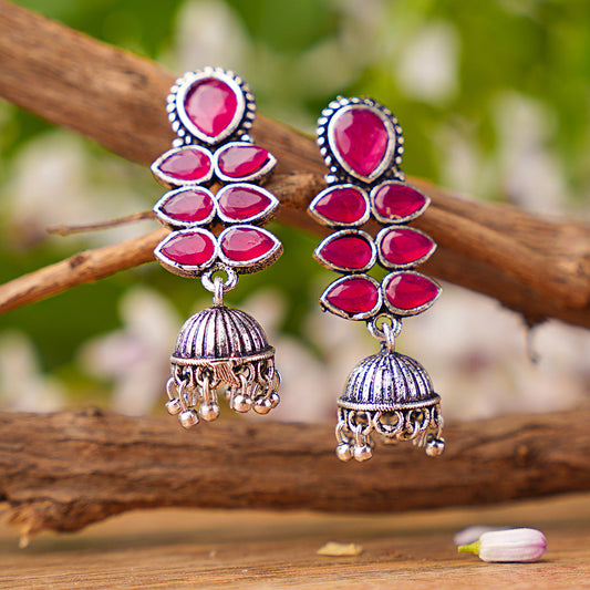 Dazzle Dash Jhumki earring (Red)