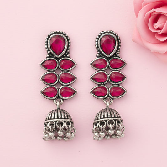 Dazzle Dash Jhumki earring (Red)