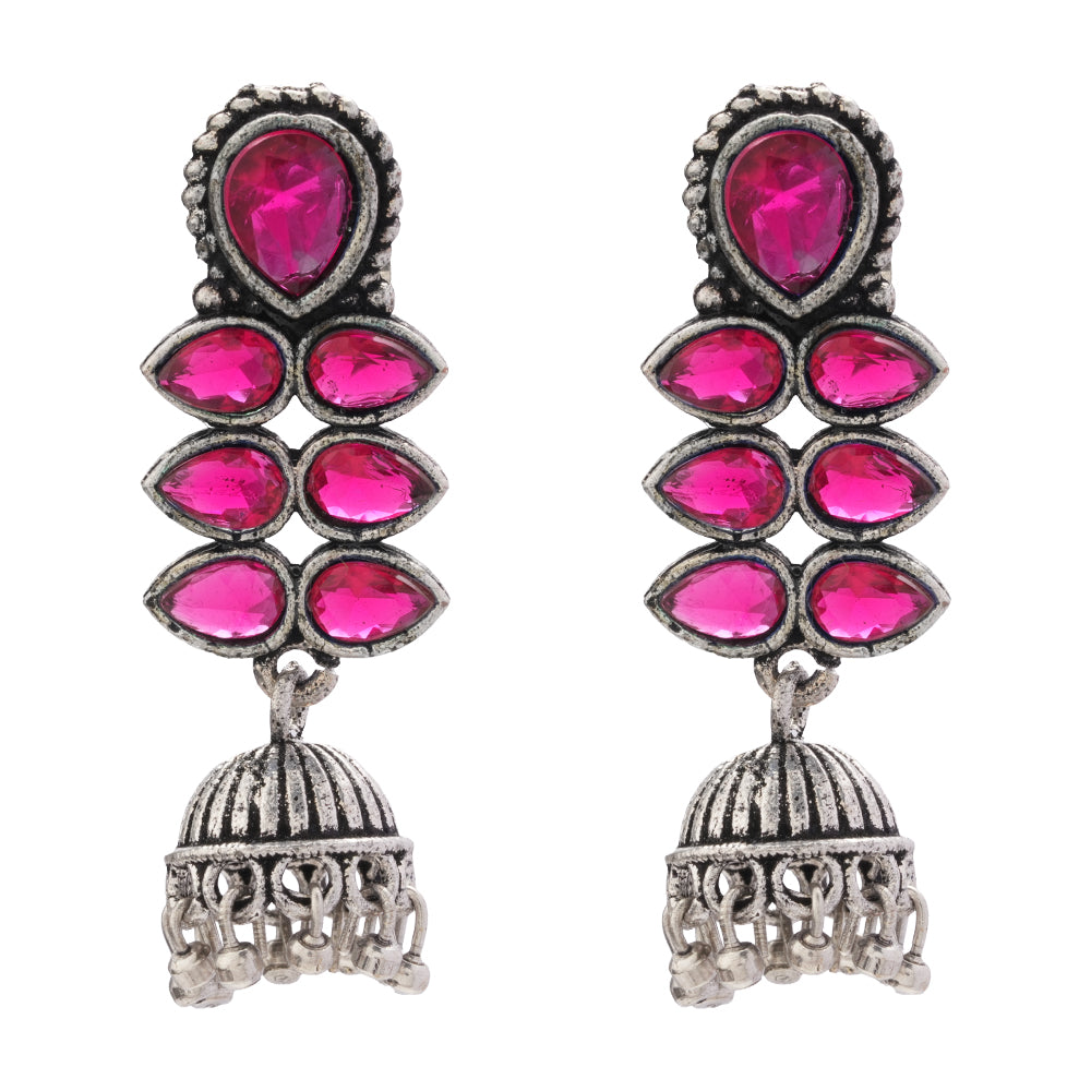 Dazzle Dash Jhumki earring (Red)