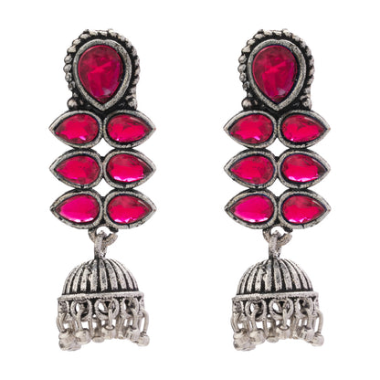 Dazzle Dash Jhumki earring (Red)