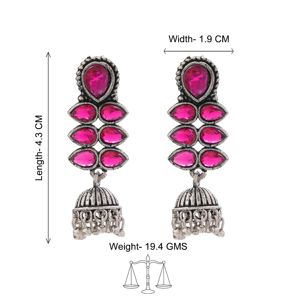 Dazzle Dash Jhumki earring (Red)