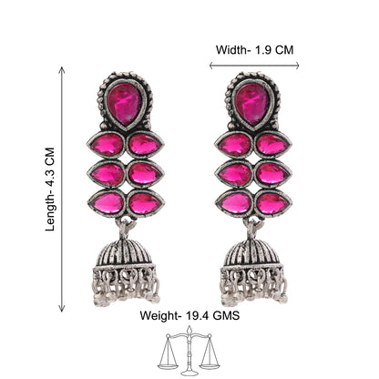 Dazzle Dash Jhumki earring (Red)