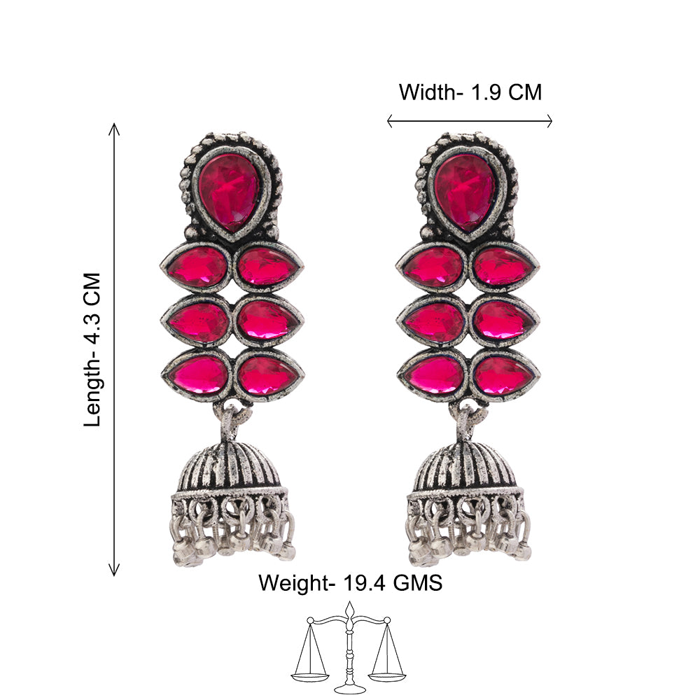Dazzle Dash Jhumki earring (Red)
