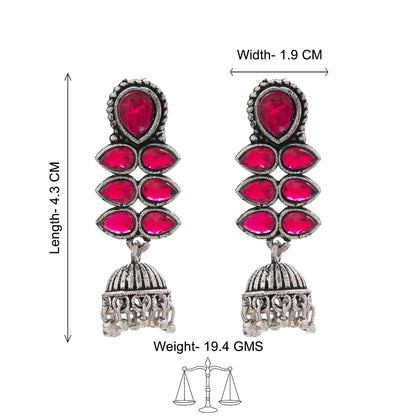 Dazzle Dash Jhumki earring (Red)