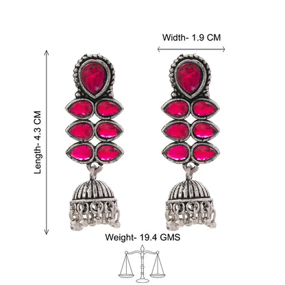 Kalash Kamal earring (Light Orange) Dazzle Dash Jhumki earring (Red) Combo set