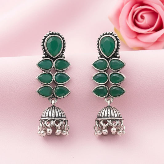 Dazzle Dash Jhumki earring (Green)