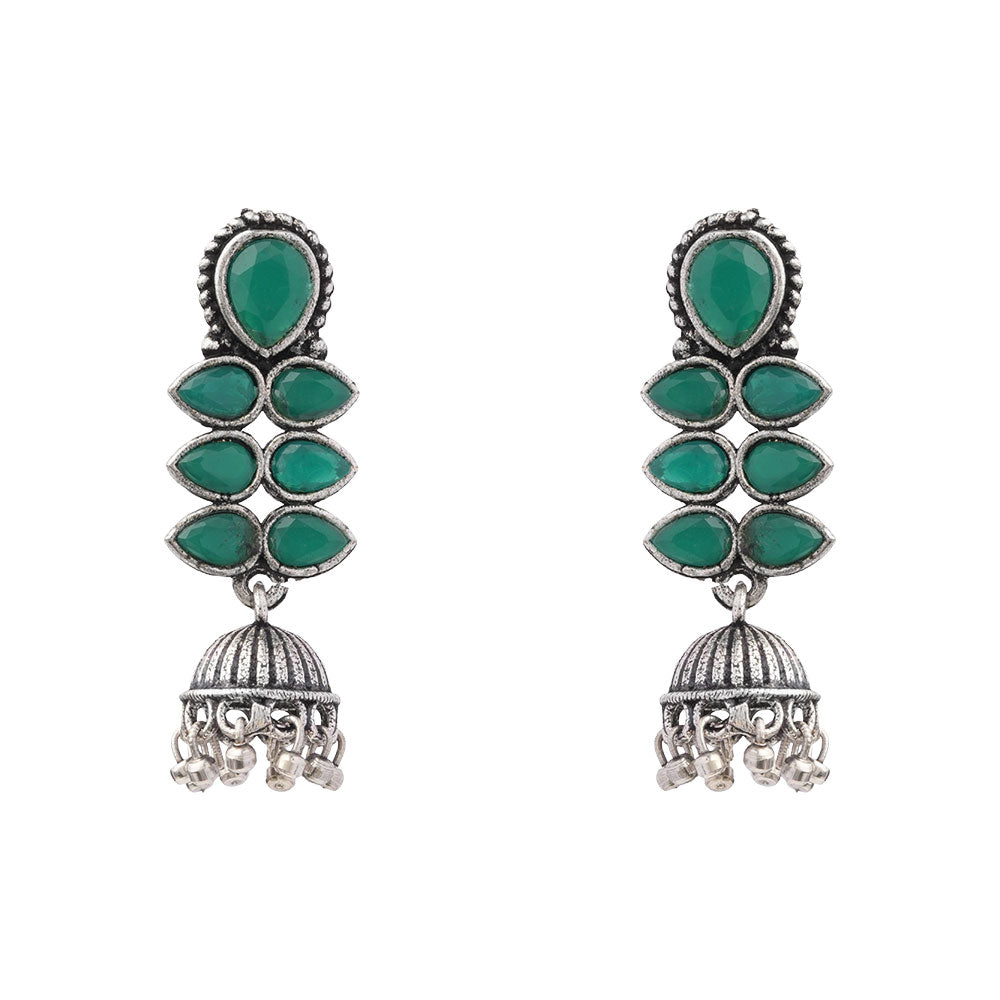 Dazzle Dash Jhumki earring (Green)